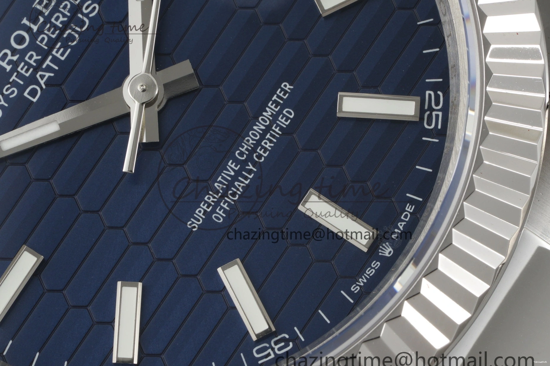 Bracelet Steel JDF DateJust on SS Dial Blue V2 VR3235 41 904L Oyster Textured 0309